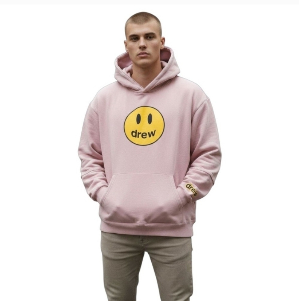 Drew House Deconstructed Mascot Happy Face Hoodie Dusty Rose Size M Like New